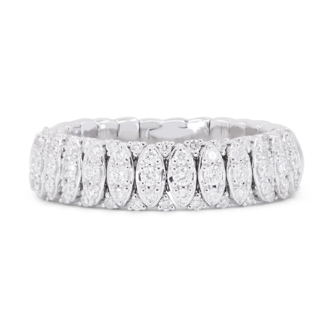 Beautiful Hand Crafted 14K White Gold White Diamond Milano Collection Ring
