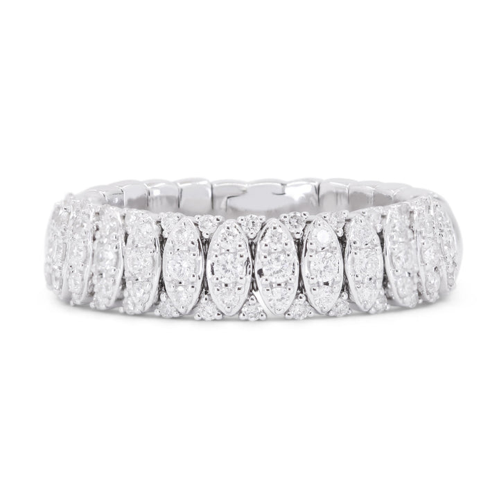 Beautiful Hand Crafted 14K White Gold White Diamond Milano Collection Ring