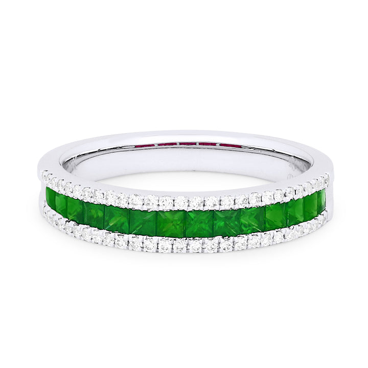 Beautiful Hand Crafted 18K White Gold  Emerald And Diamond Arianna Collection Ring