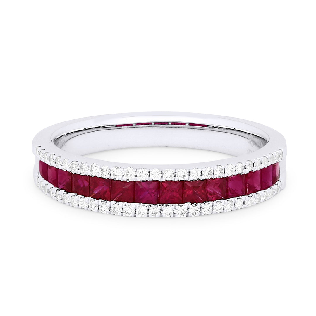 Beautiful Hand Crafted 18K White Gold  Ruby And Diamond Arianna Collection Ring