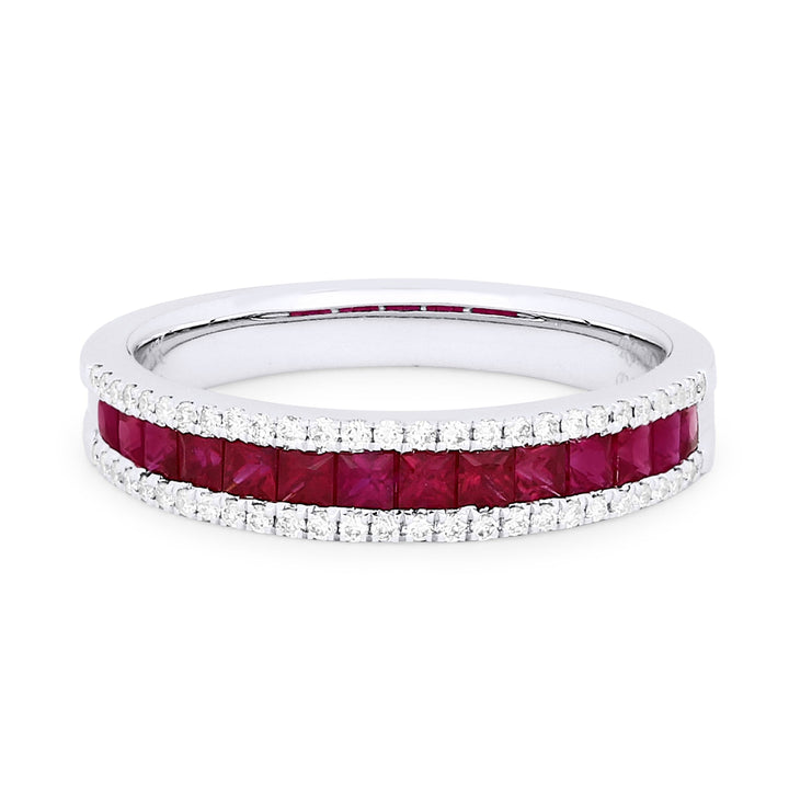 Beautiful Hand Crafted 18K White Gold  Ruby And Diamond Arianna Collection Ring