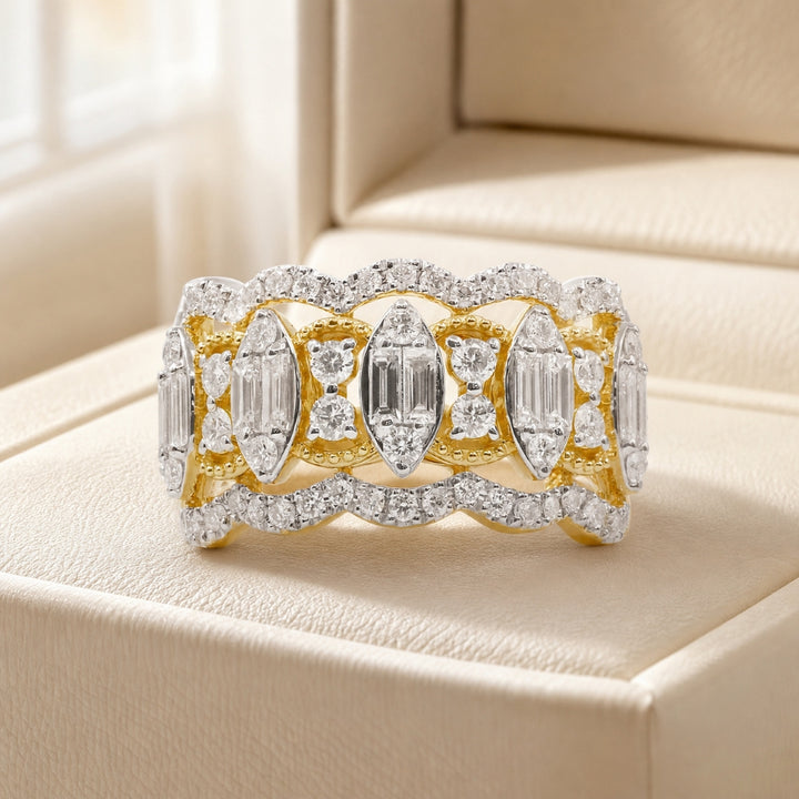 R1707 - 14K Yellow Gold Diamond Marquise Ring