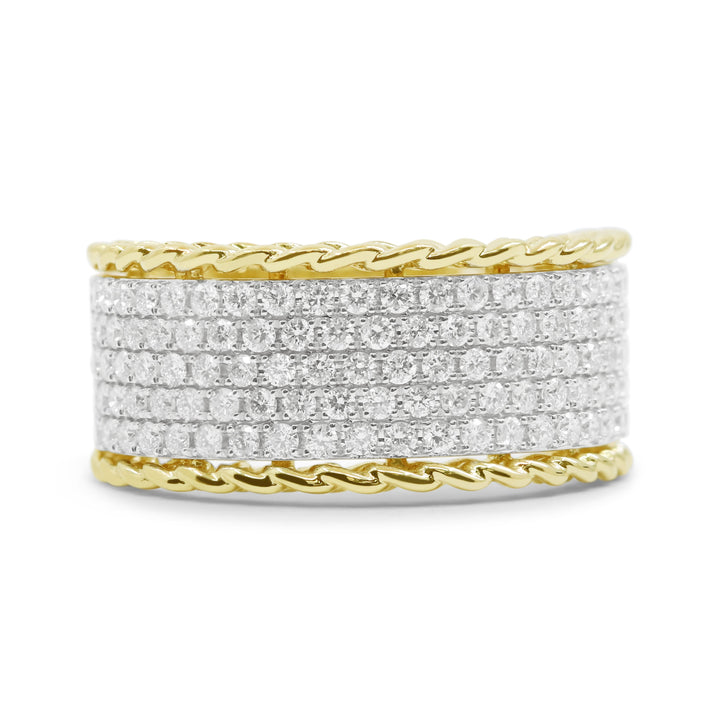Beautiful Hand Crafted 14K Yellow Gold White Diamond Milano Collection Ring