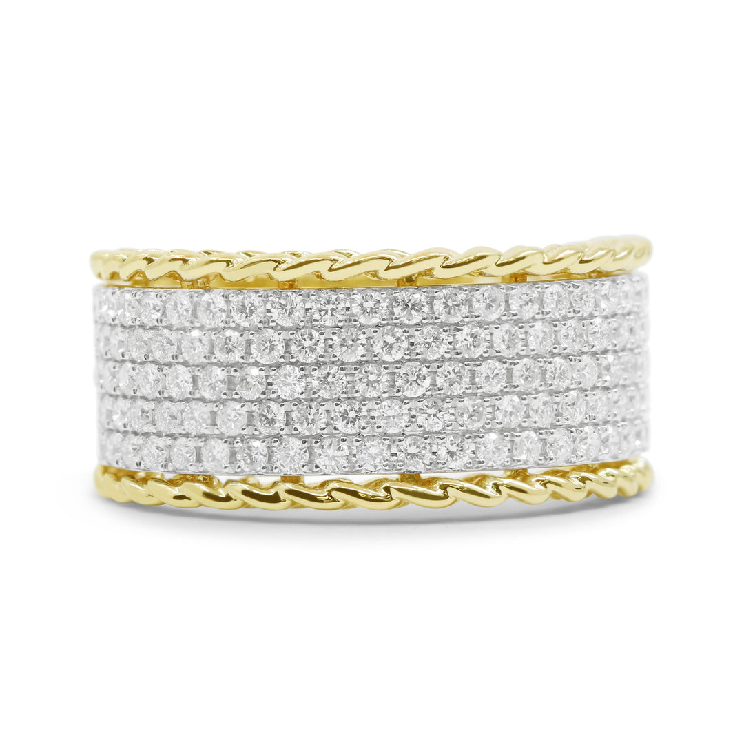 Beautiful Hand Crafted 14K Yellow Gold White Diamond Milano Collection Ring