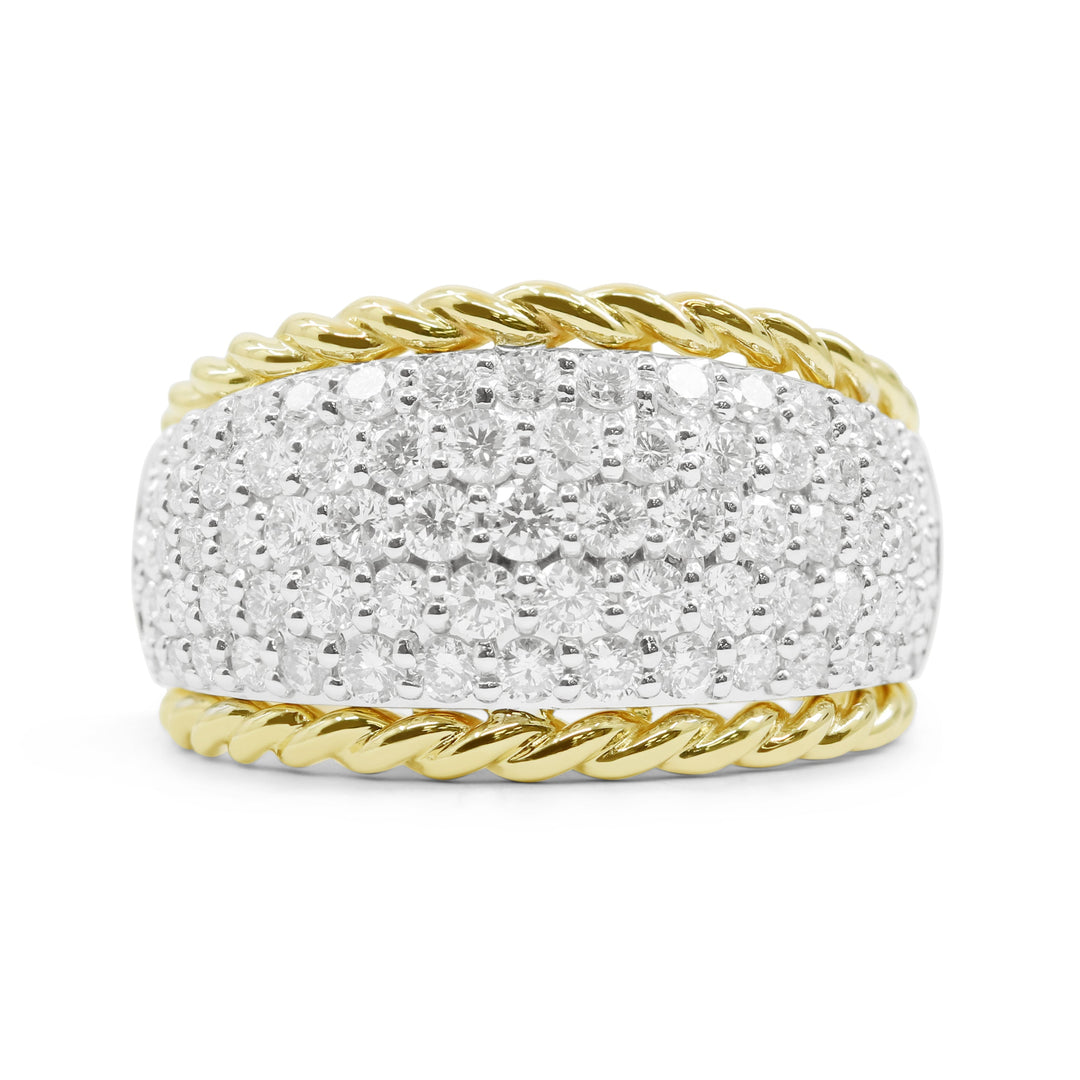 Beautiful Hand Crafted 14K Yellow Gold White Diamond Milano Collection Ring