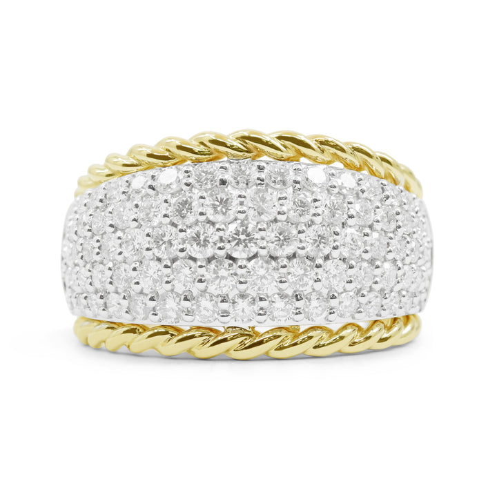 Beautiful Hand Crafted 14K Yellow Gold White Diamond Milano Collection Ring