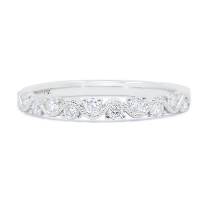 Beautiful Hand Crafted 14K White Gold White Diamond Bridal Collection Ring