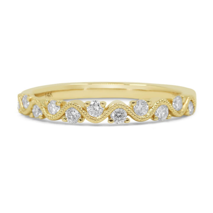 Beautiful Hand Crafted 14K Yellow Gold White Diamond Bridal Collection Ring