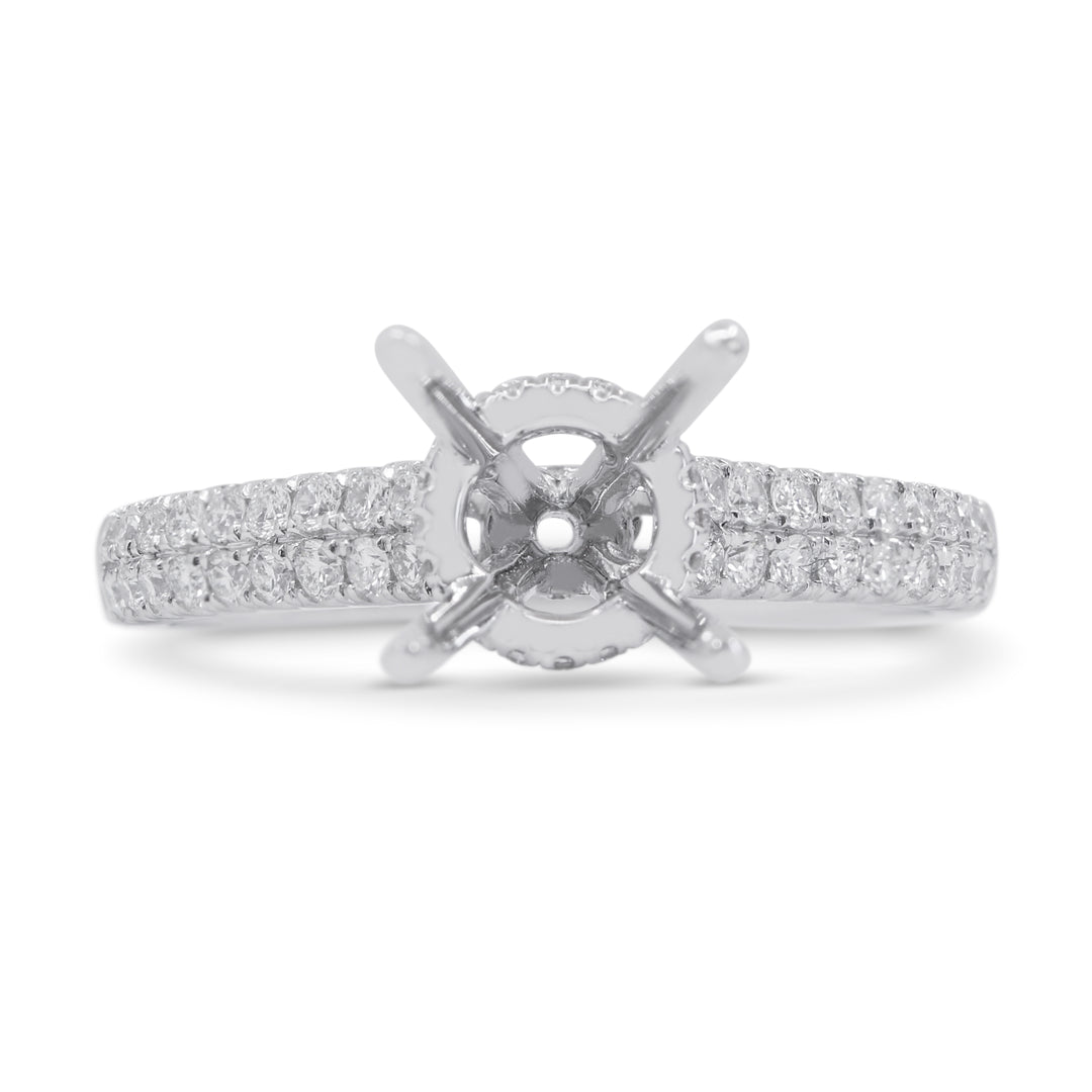 Beautiful Hand Crafted 18K White Gold White Diamond Bridal Collection Ring