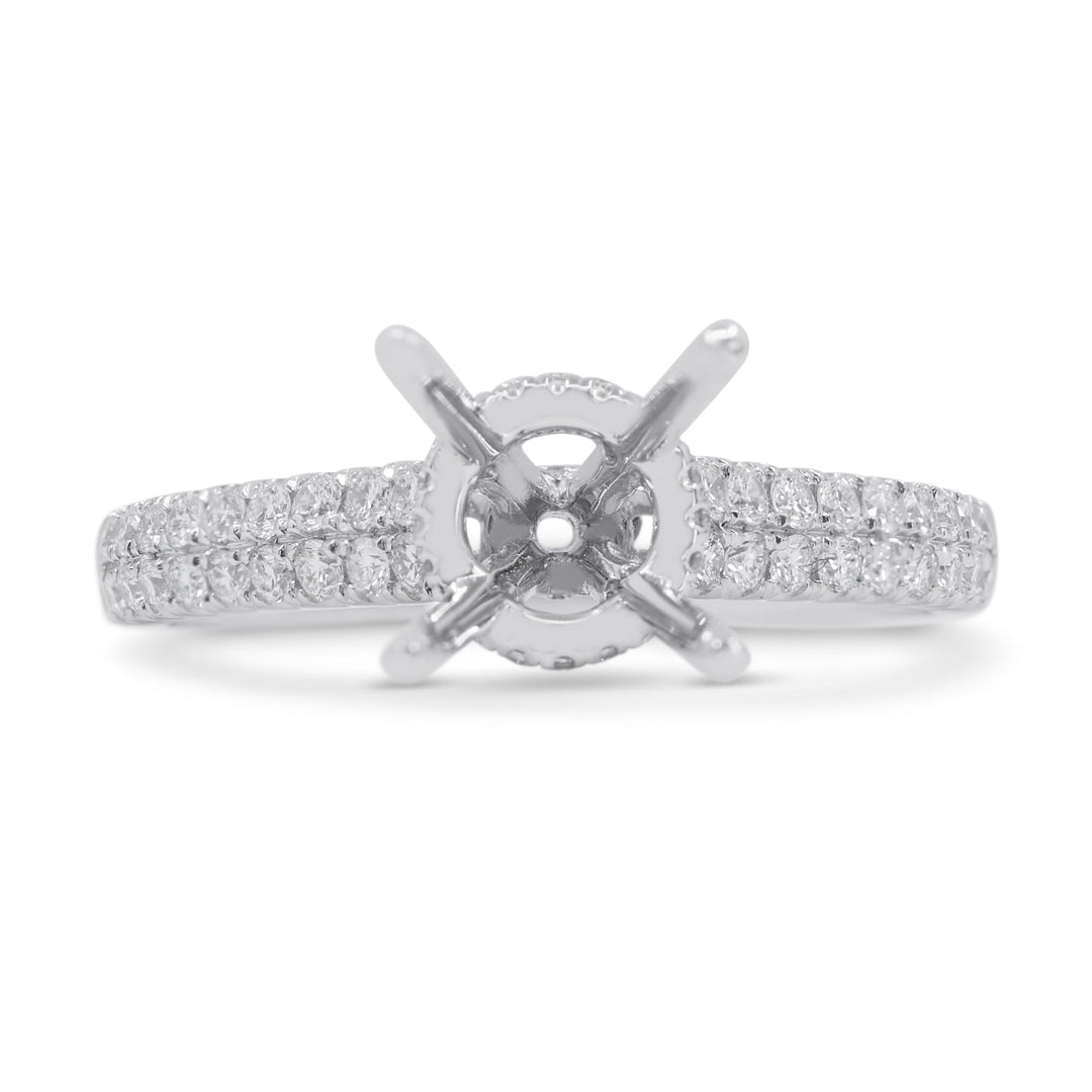 Beautiful Hand Crafted 18K White Gold White Diamond Milano Collection Ring
