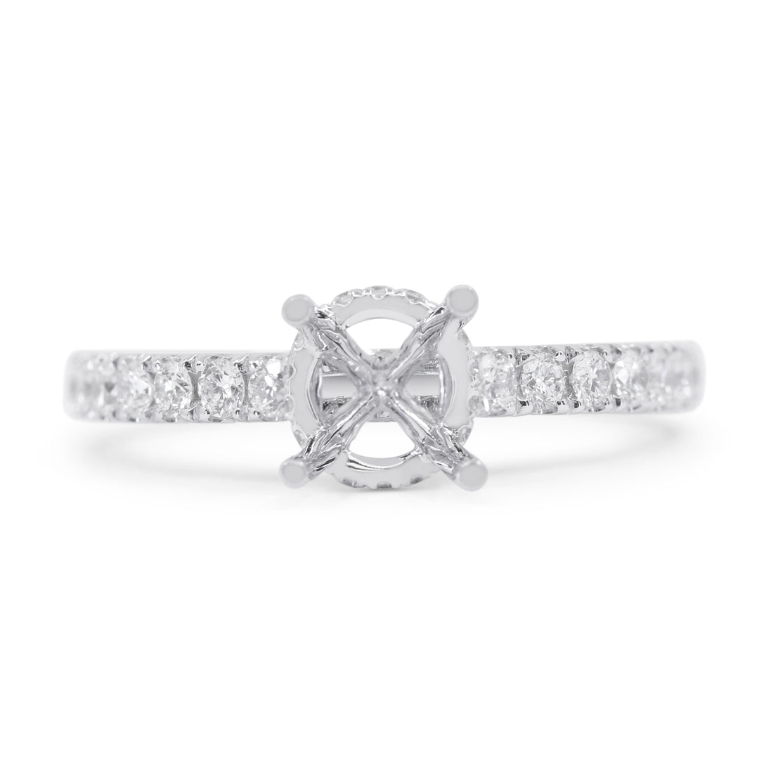 Beautiful Hand Crafted 18K White Gold White Diamond Bridal Collection Ring