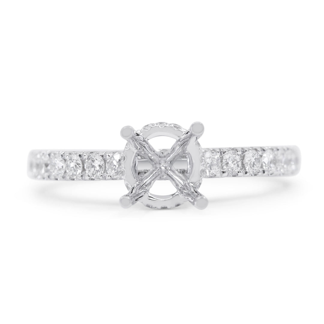 Beautiful Hand Crafted 18K White Gold White Diamond Bridal Collection Ring