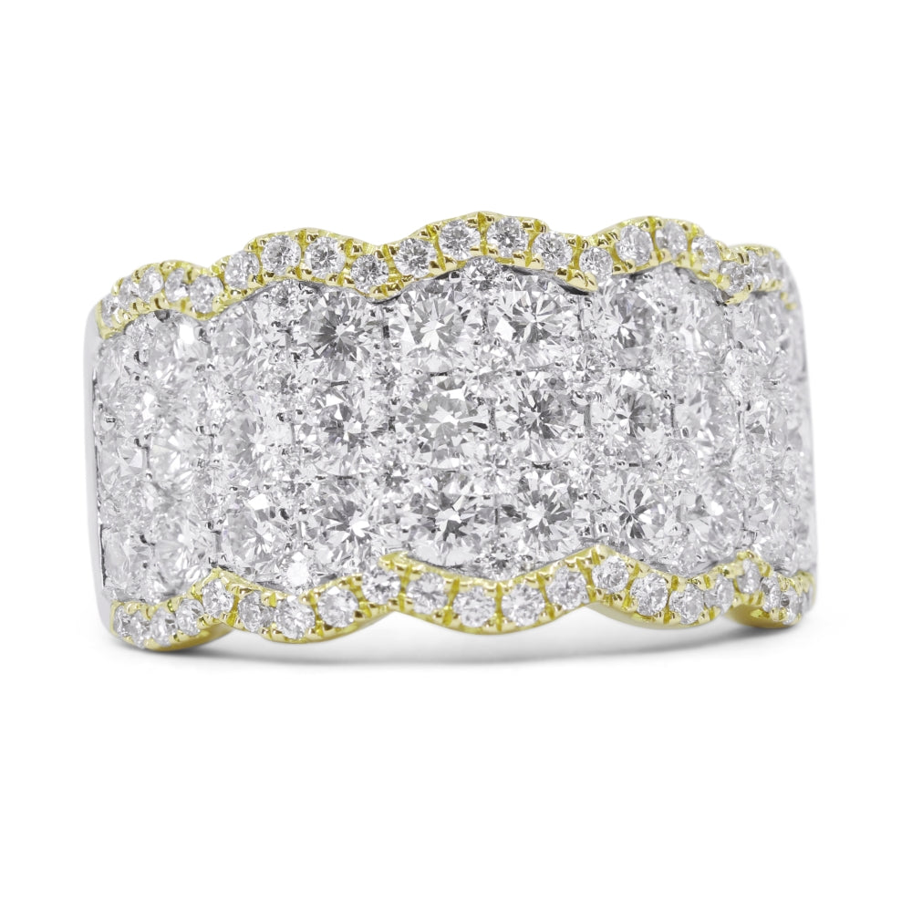 Beautiful Hand Crafted 14K Two Tone Gold White Diamond Milano Collection Ring