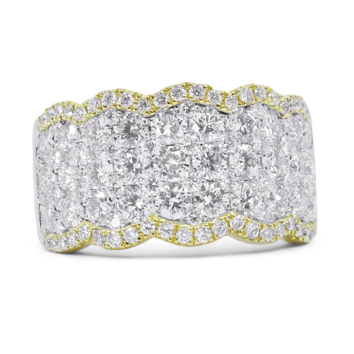 Beautiful Hand Crafted 14K Two Tone Gold White Diamond Milano Collection Ring