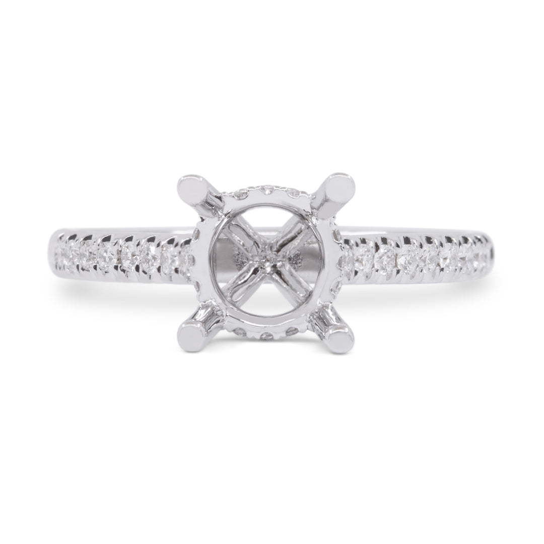 Beautiful Hand Crafted 18K White Gold White Diamond Bridal Collection Ring