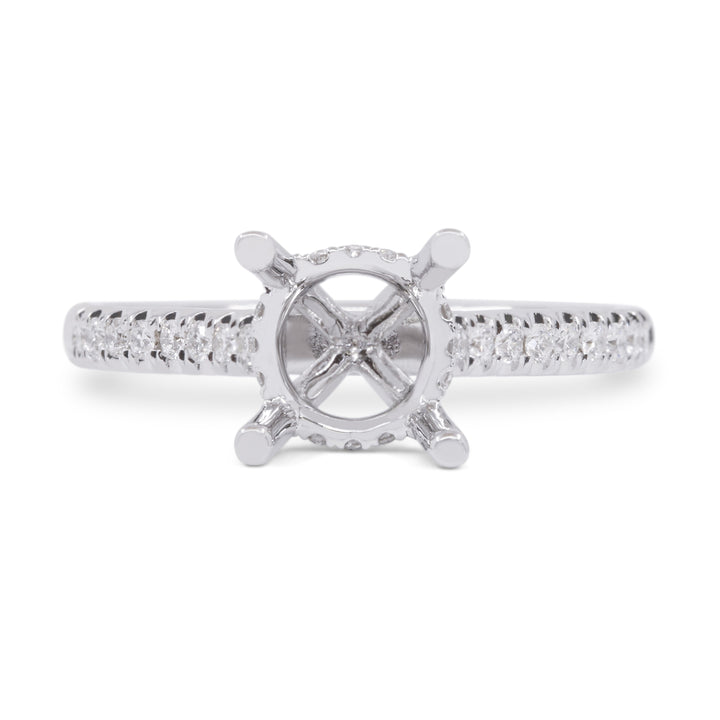 Beautiful Hand Crafted 18K White Gold White Diamond Bridal Collection Ring