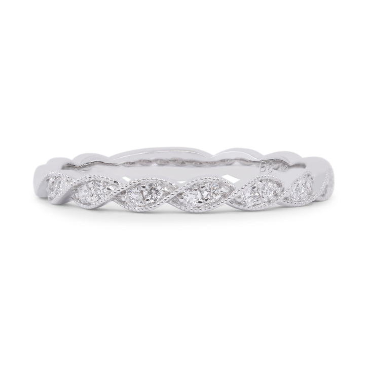 Beautiful Hand Crafted 14K White Gold White Diamond Bridal Collection Ring