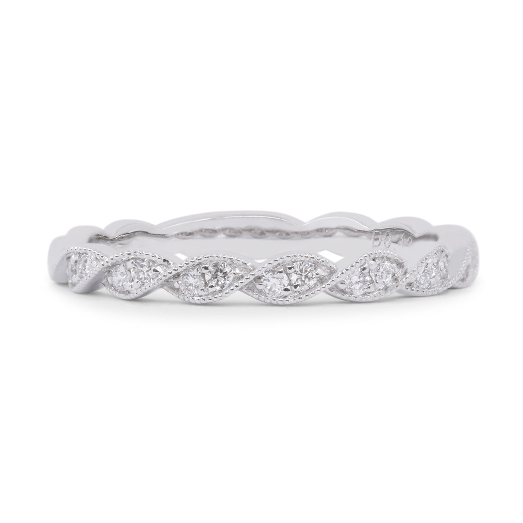 Beautiful Hand Crafted 14K White Gold White Diamond Bridal Collection Ring