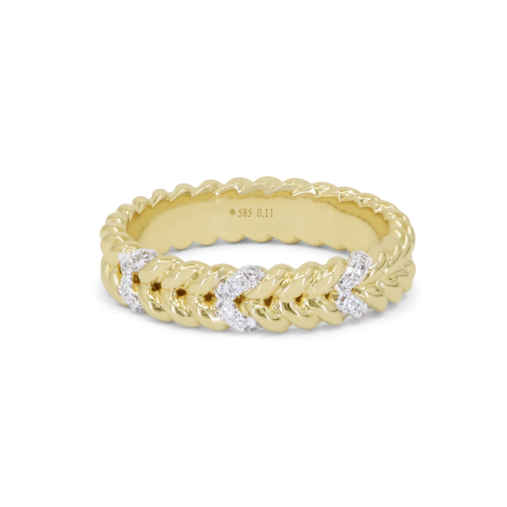 Beautiful Hand Crafted 14K Yellow Gold   And Diamond Milano Collection Ring