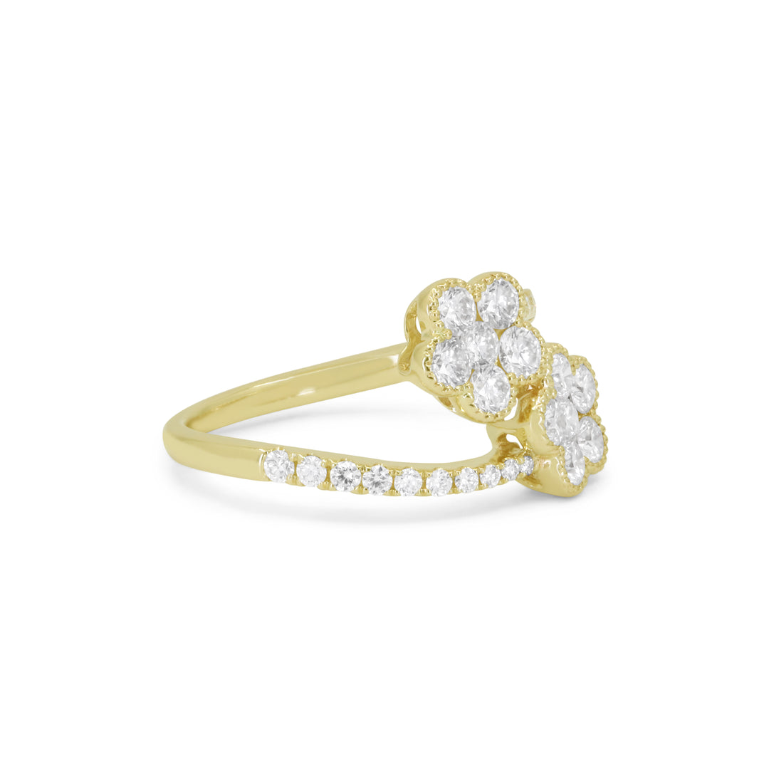 Beautiful Hand Crafted 14K Yellow Gold White Diamond Milano Collection Ring