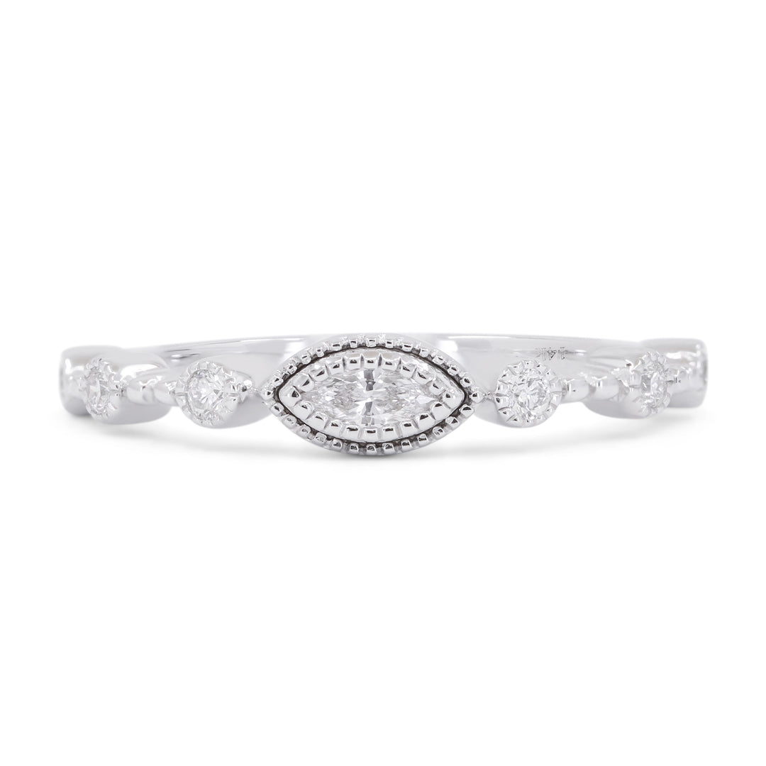 Beautiful Hand Crafted 14K White Gold White Diamond Bridal Collection Ring