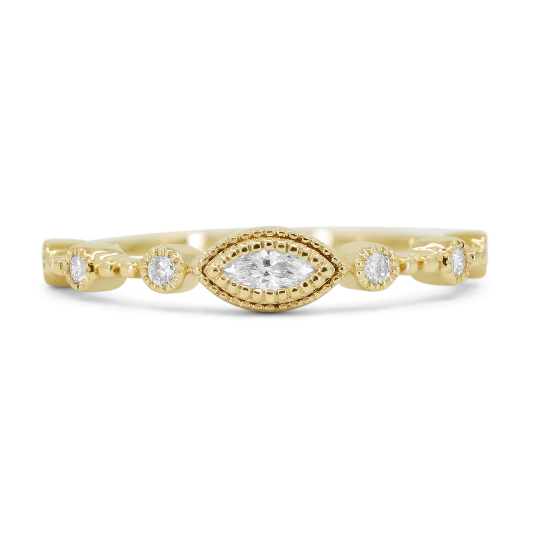 Beautiful Hand Crafted 14K Yellow Gold White Diamond Bridal Collection Ring