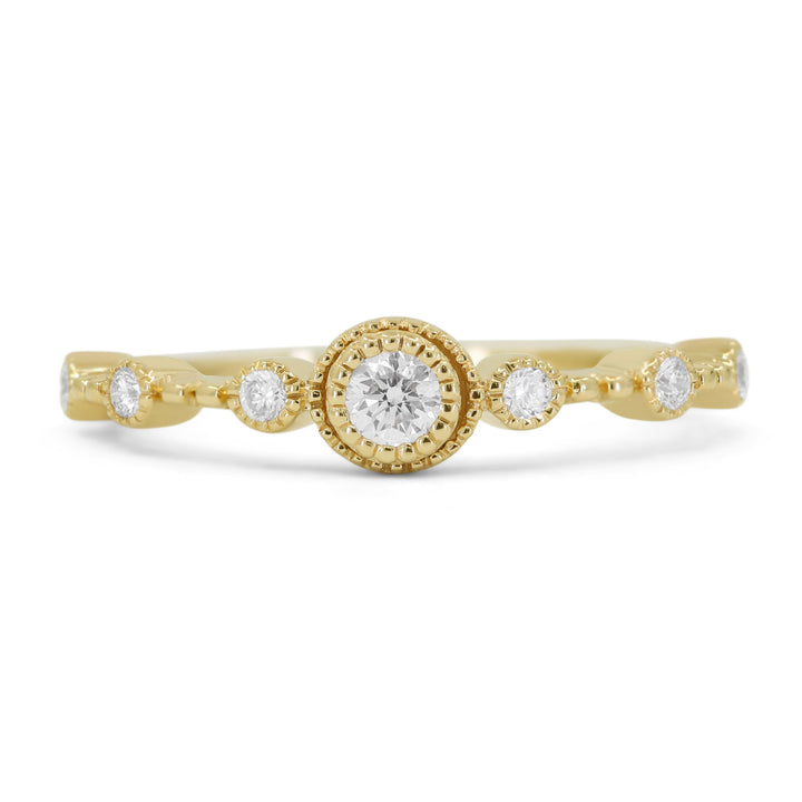 Beautiful Hand Crafted 14K Yellow Gold White Diamond Bridal Collection Ring