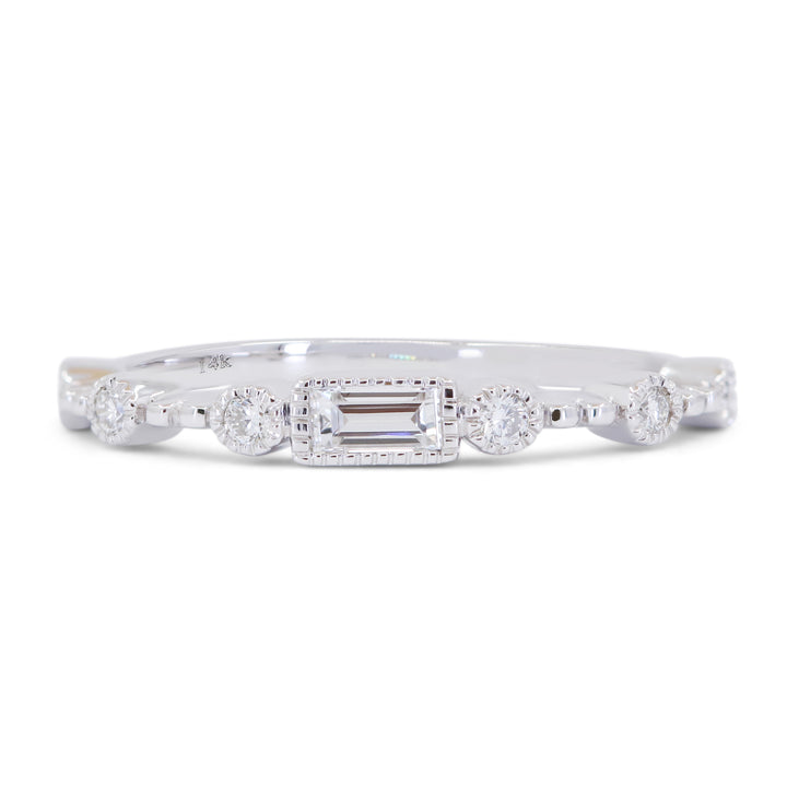Beautiful Hand Crafted 14K White Gold White Diamond Bridal Collection Ring