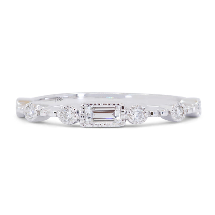 Beautiful Hand Crafted 14K White Gold White Diamond Bridal Collection Ring