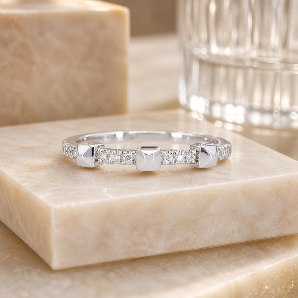 R1735 - 14K White Gold Diamond Stackable Ring