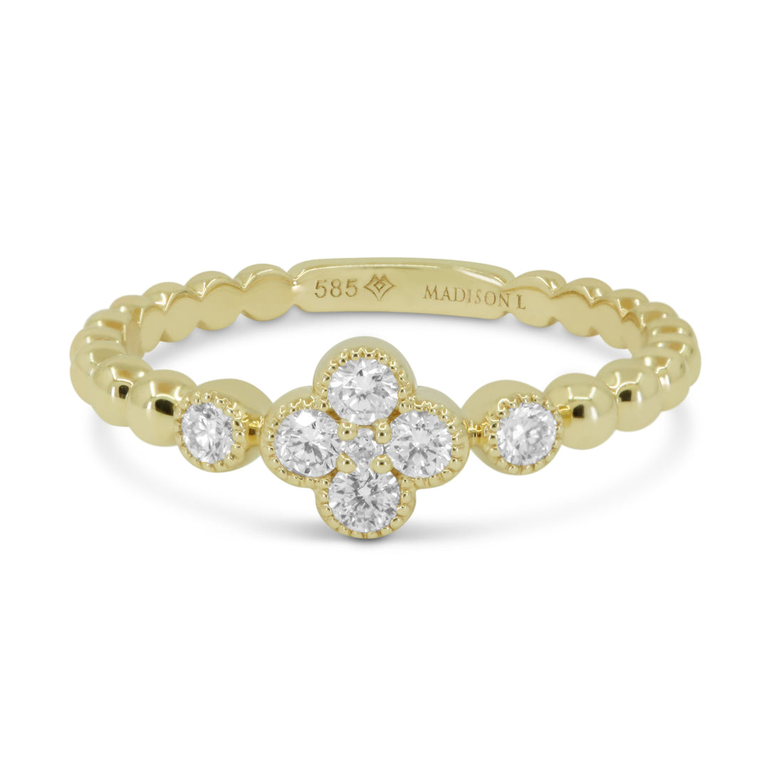 Beautiful Hand Crafted 14K Yellow Gold White Diamond Milano Collection Ring