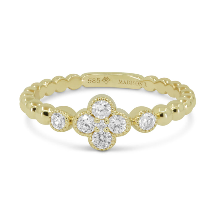 Beautiful Hand Crafted 14K Yellow Gold White Diamond Milano Collection Ring