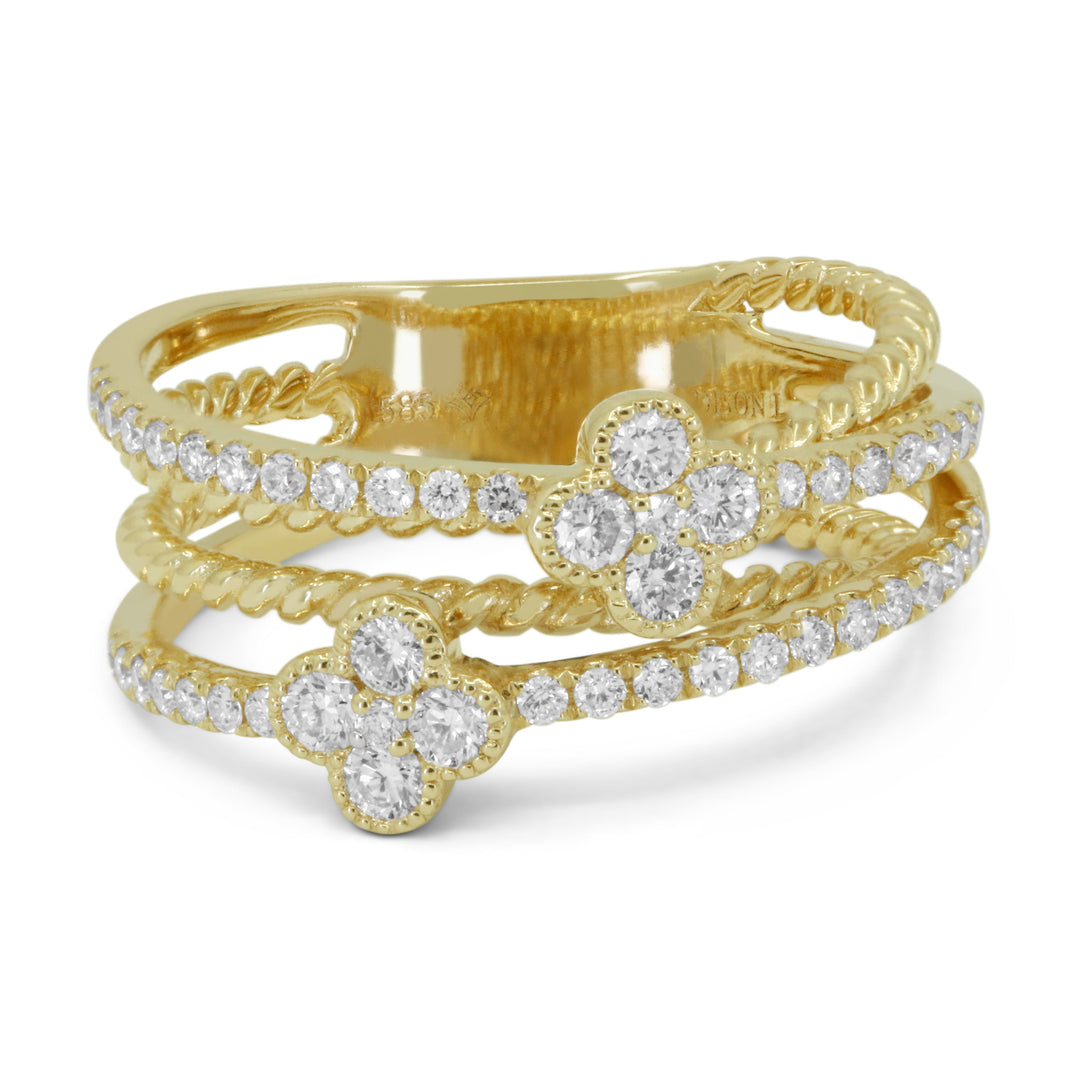 Beautiful Hand Crafted 14K Yellow Gold White Diamond Milano Collection Ring