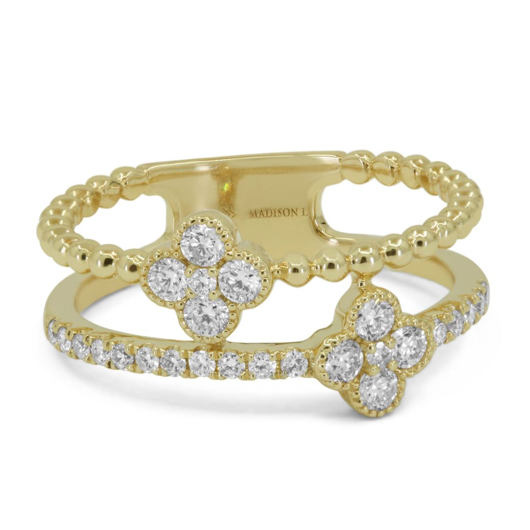 Beautiful Hand Crafted 14K Yellow Gold White Diamond Milano Collection Ring