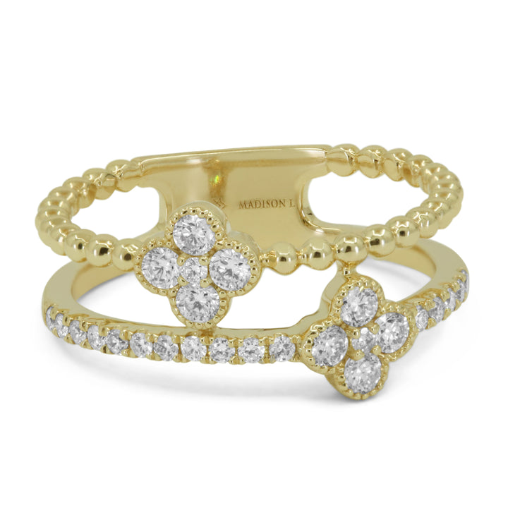 Beautiful Hand Crafted 14K Yellow Gold White Diamond Milano Collection Ring