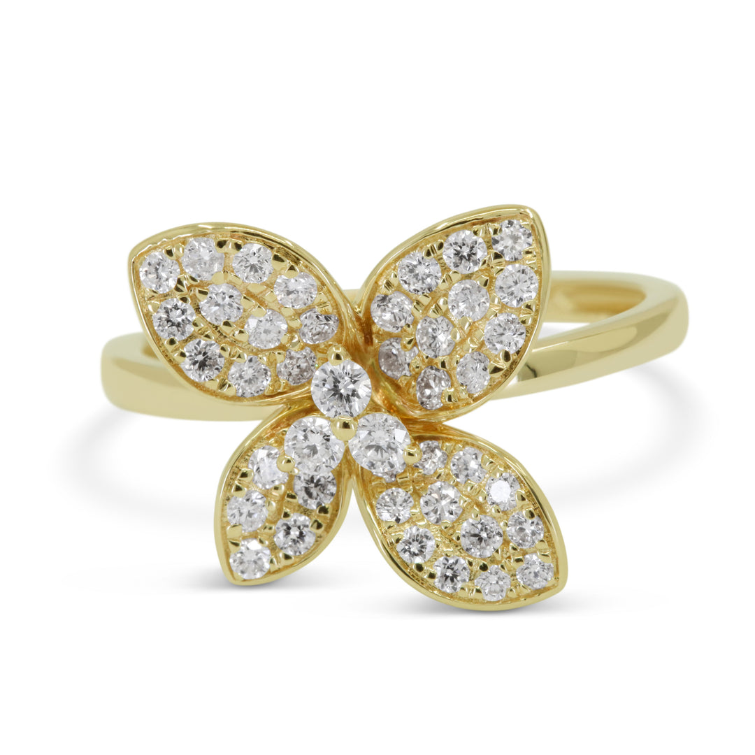 Beautiful Hand Crafted 14K Yellow Gold White Diamond Milano Collection Ring