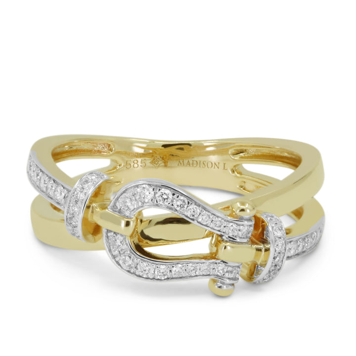 Beautiful Hand Crafted 14K Yellow Gold White Diamond Milano Collection Ring