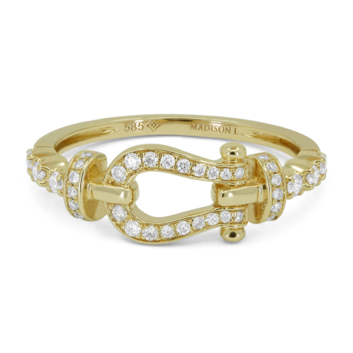 Beautiful Hand Crafted 14K Yellow Gold White Diamond Milano Collection Ring