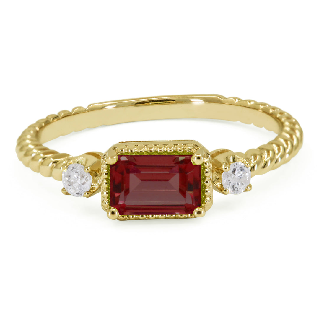 Beautiful Hand Crafted 14K Yellow Gold 4X6MM Garnet And Diamond Essentials Collection Ring