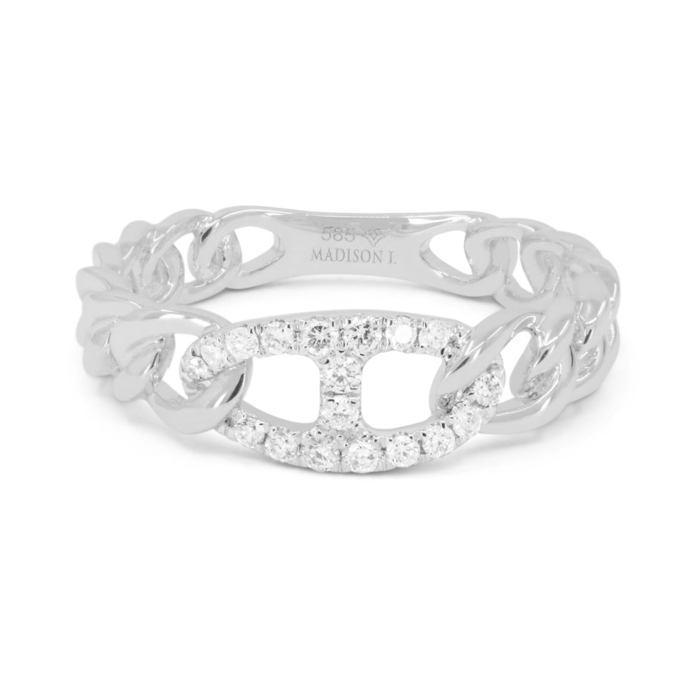 Beautiful Hand Crafted 14K White Gold White Diamond Milano Collection Ring