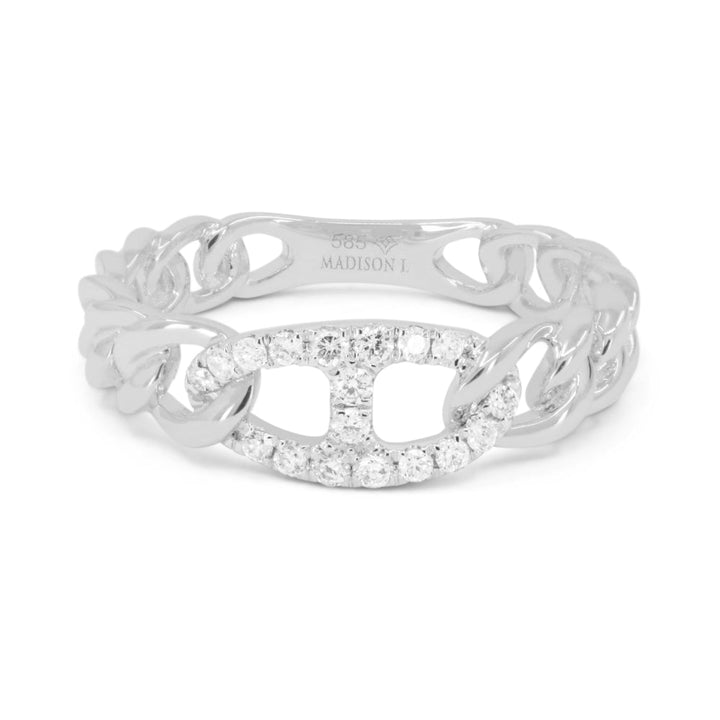 Beautiful Hand Crafted 14K White Gold White Diamond Milano Collection Ring