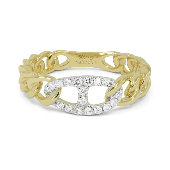 Beautiful Hand Crafted 14K Yellow Gold White Diamond Milano Collection Ring