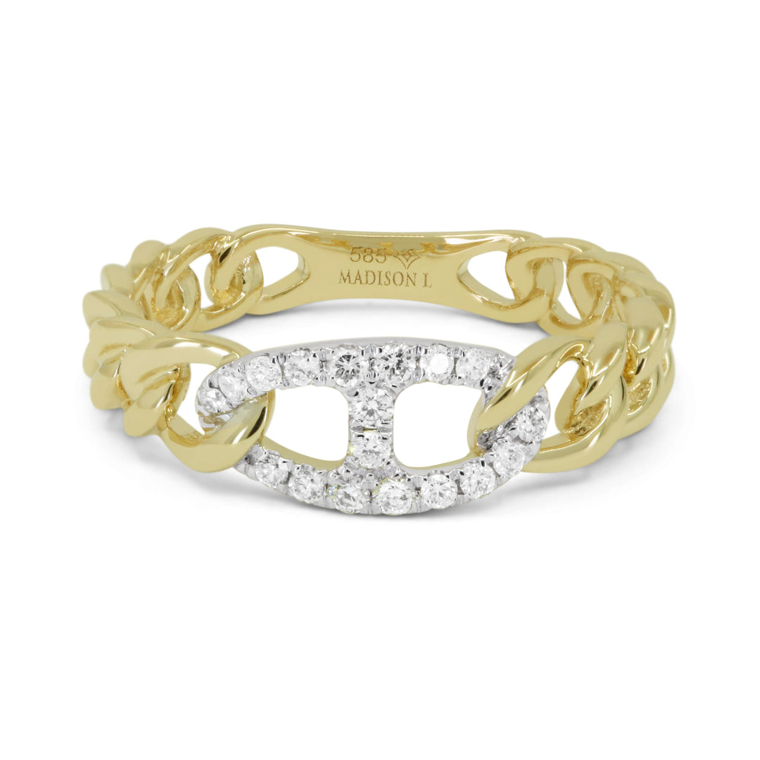 Beautiful Hand Crafted 14K Yellow Gold White Diamond Milano Collection Ring