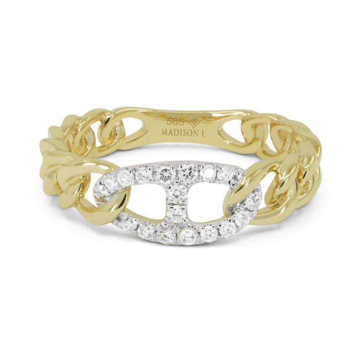 Beautiful Hand Crafted 14K Yellow Gold White Diamond Milano Collection Ring