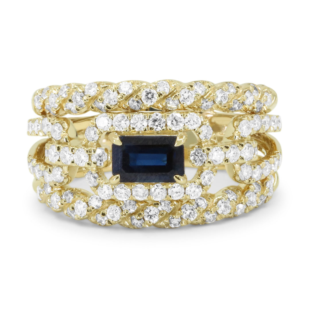 Beautiful Hand Crafted 14K Yellow Gold  Sapphire And Diamond Arianna Collection Ring