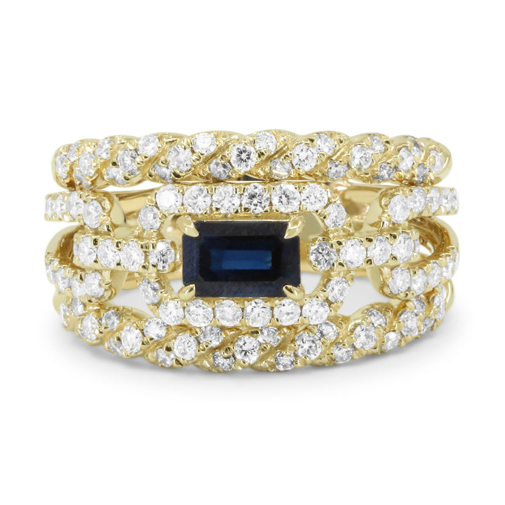 Beautiful Hand Crafted 14K Yellow Gold  Sapphire And Diamond Arianna Collection Ring