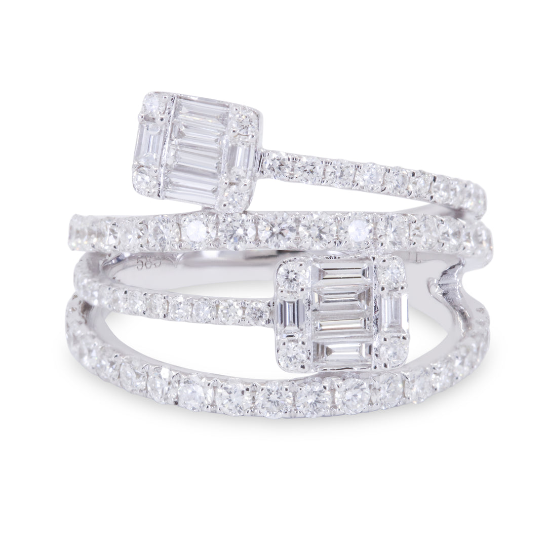 Beautiful Hand Crafted 14K White Gold White Diamond Milano Collection Ring