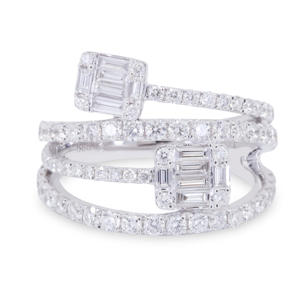 Beautiful Hand Crafted 14K White Gold White Diamond Milano Collection Ring