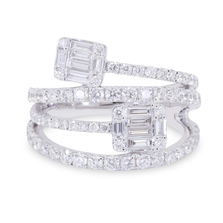 Beautiful Hand Crafted 14K White Gold White Diamond Milano Collection Ring