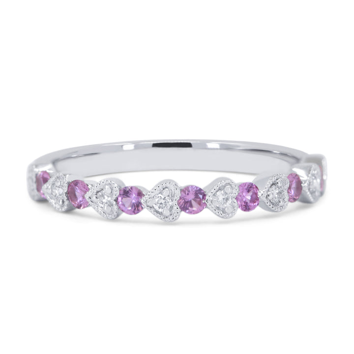 Beautiful Hand Crafted 14K White Gold  Pink Sapphire And Diamond Arianna Collection Ring